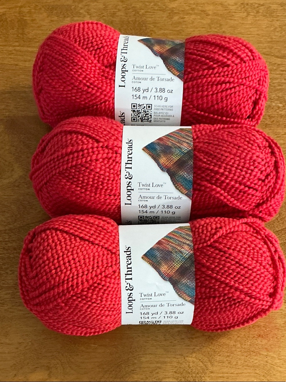 Loops & Threads Twist Love Cotton Yarn - Bright Red